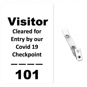 Custom Printed COVID-19 Numbered Badges  with Clear PVC Strap Clips 10-Pack